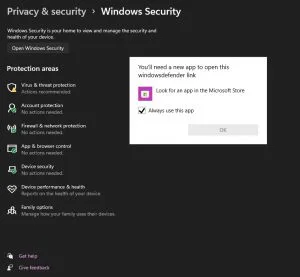 حل مشکل بازنشدن Windows Security