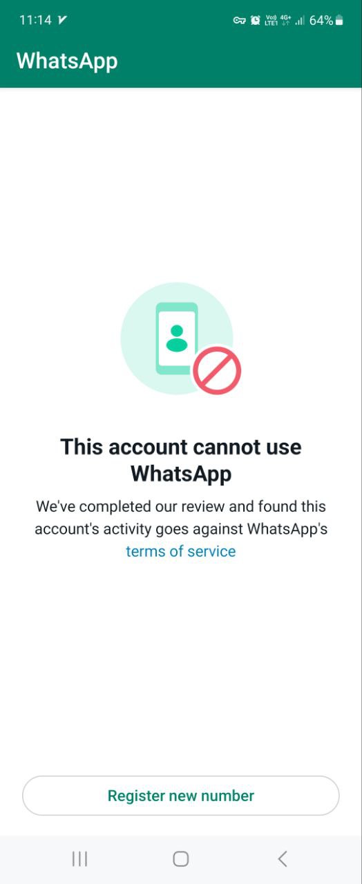 حل مشکل پیغام (( این حساب نمیتواد از واتساپ استفاده کند  This account cannot use WhatsApp))