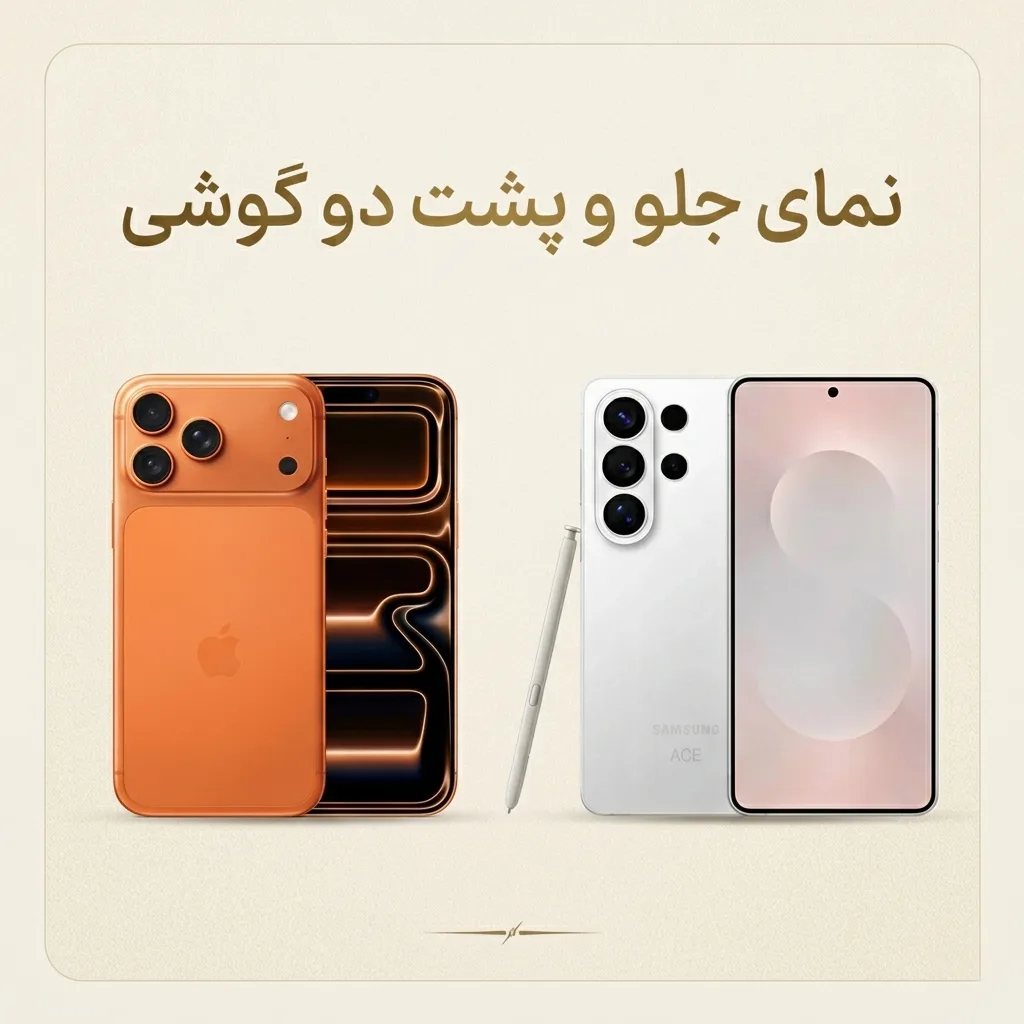مقایسه Galaxy S26 Ultra و iPhone 17 Pro Max - نمای جلو و پشت دو گوشی